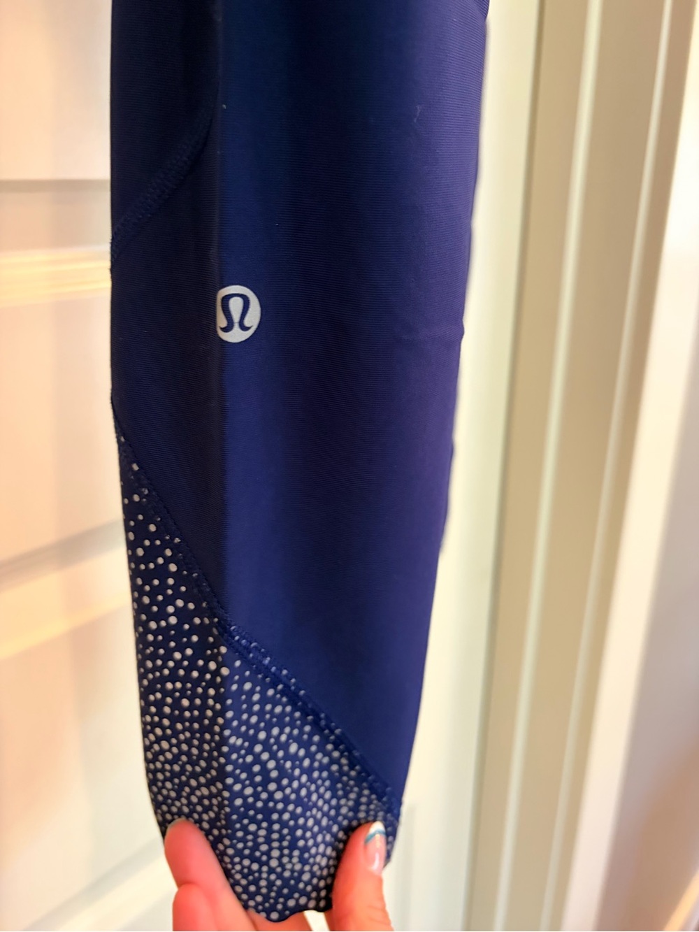 lululemon athletica Navy Leggings with White reflective Dot Accent